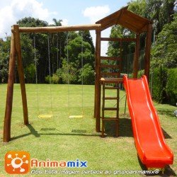 Playground em madeira de eucalipto com 02 Balanços | Animamix