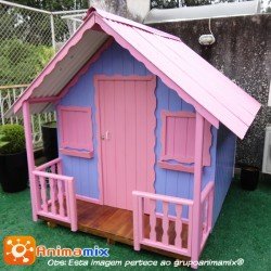 Casinha de Boneca Madeira Lilás e Rosa
