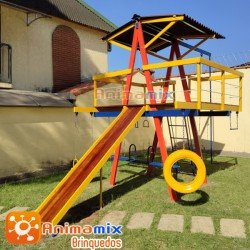 Playground Madeira Médio escorregador madeira  | Animamix